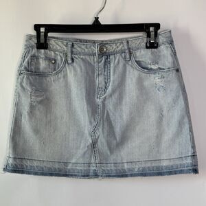 Justice Denim Skort Skirt Girls Size 16 Reg Light Wash Distressed Y2K VNTG